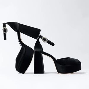 Larroude Ari Velvet Platform Pumps